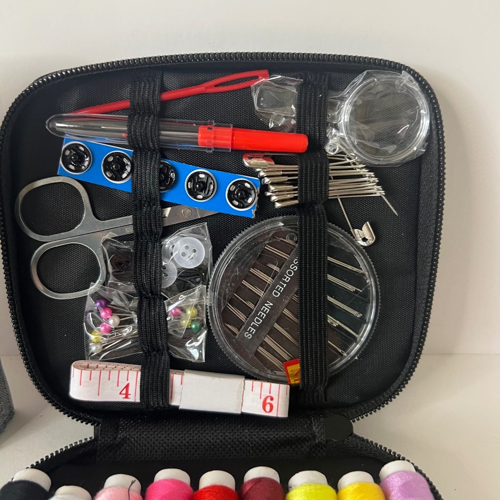 Compact Gray Sewing Kit with Multicolor Thread & Tools - Picture 5 of 8